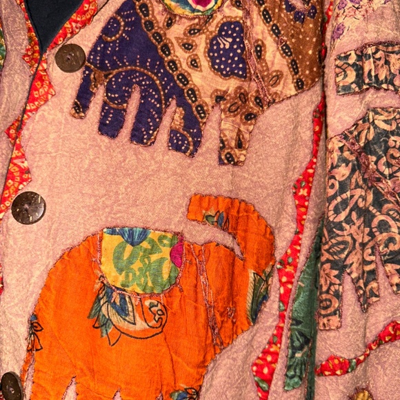 Rare Retro 20W Jacket Multi Color Elephant Theme Quilted Gorgeous - Picture 8 of 12